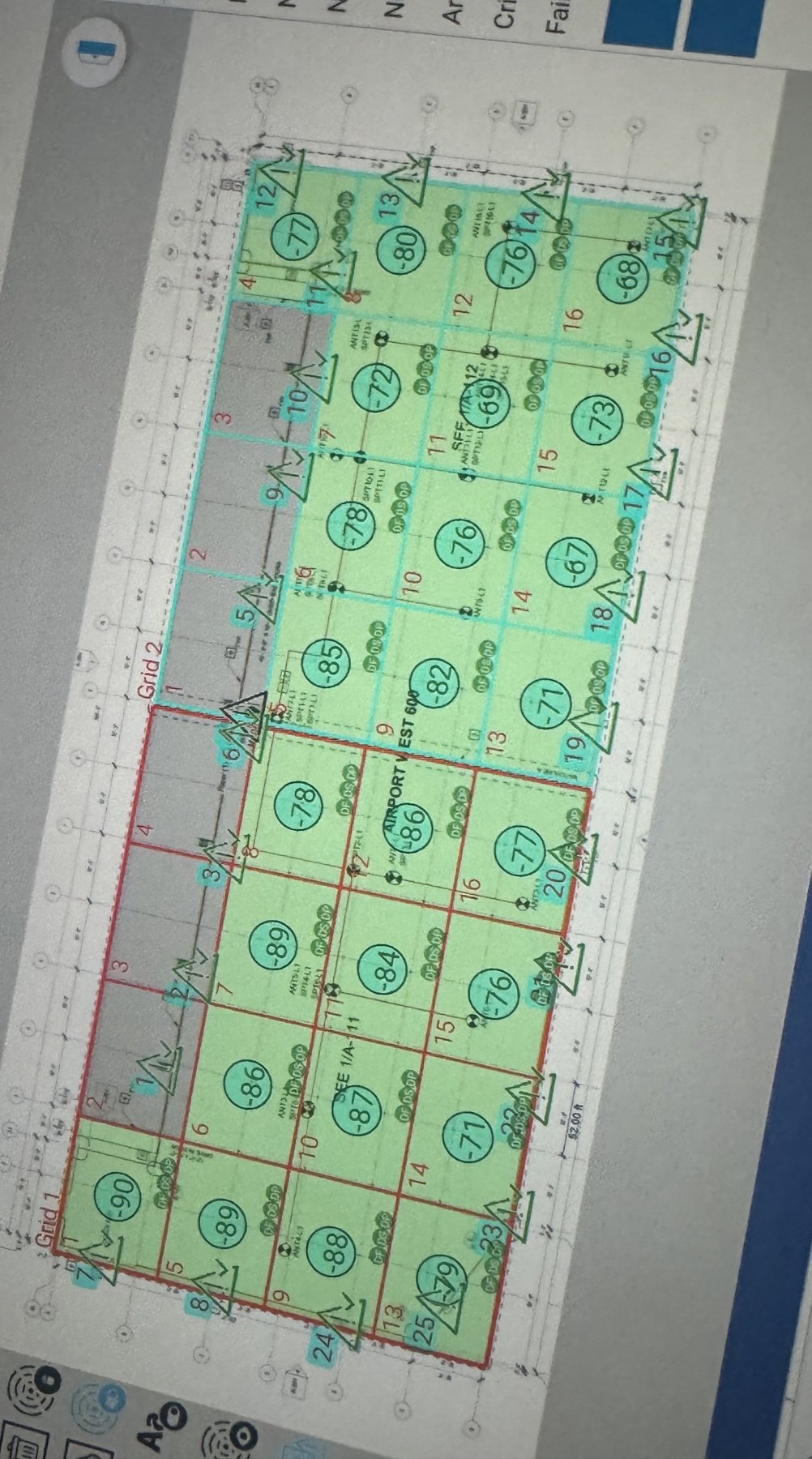 Public safety DAS grid test results on floor plan