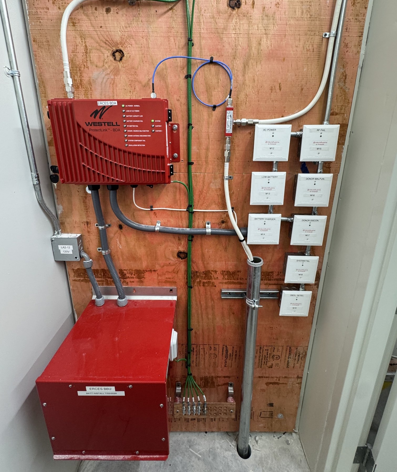 Westell public safety BDA and battery backup installation board
